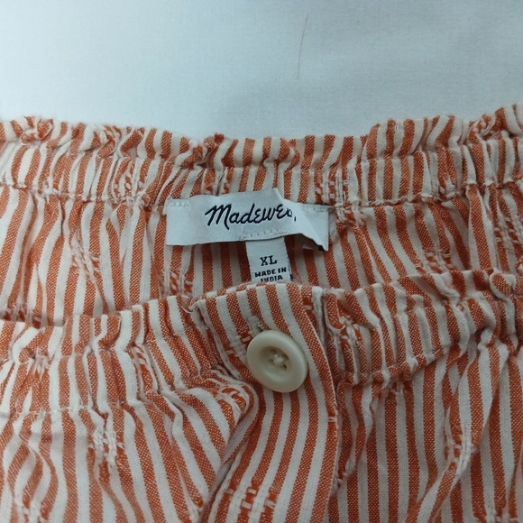 Madewell Puff Sleeve, Button Front Crop Top In Embroidered Stripe. LadiesSize XL - Picture 10 of 11
